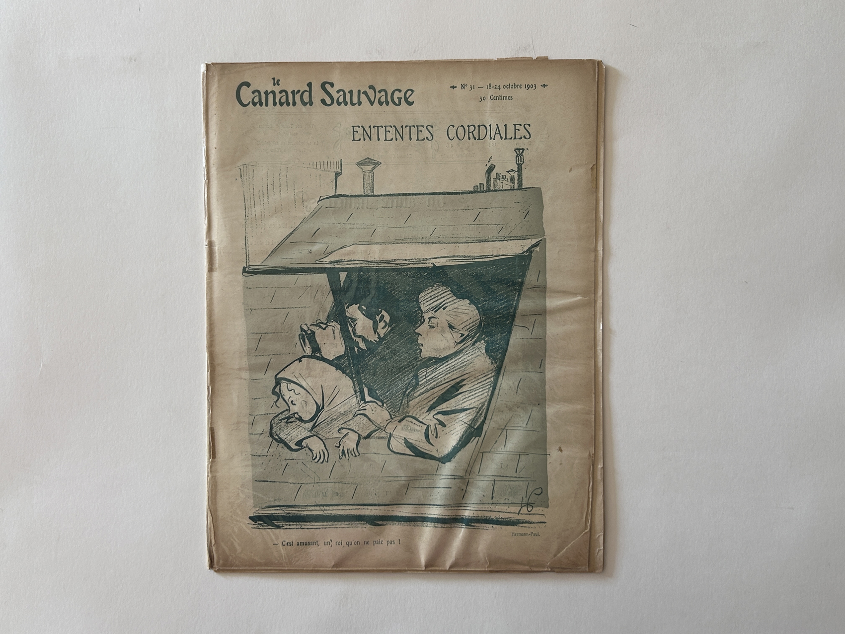 Ancien journal de 1903 Le Canard sauvage No 31 : Page de couverture du Journal Le Canard Sauvage publié le 18 octobre 1903