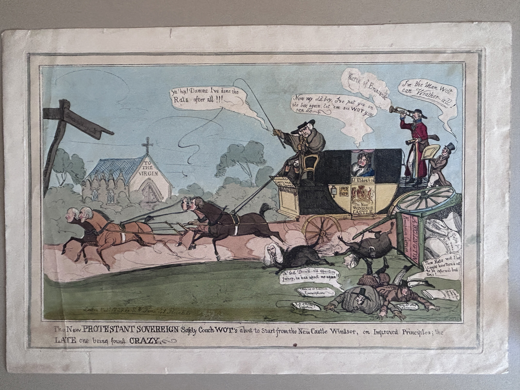 Estampe : caricature politique anglaise de 1829 : Estampe 